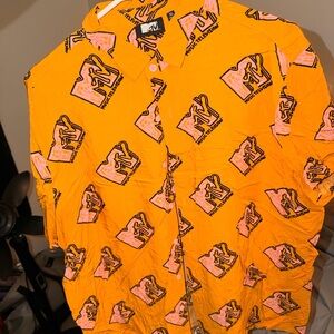 MTV Bright Orange Casual Button Down Shirt